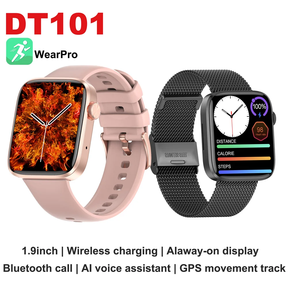 

Original DT101 Smart Watch 1.9inch 22mm BT Call NFC Voice Assistant BT Call GPS Track Fitness Tracker Smart Watch for Men Women