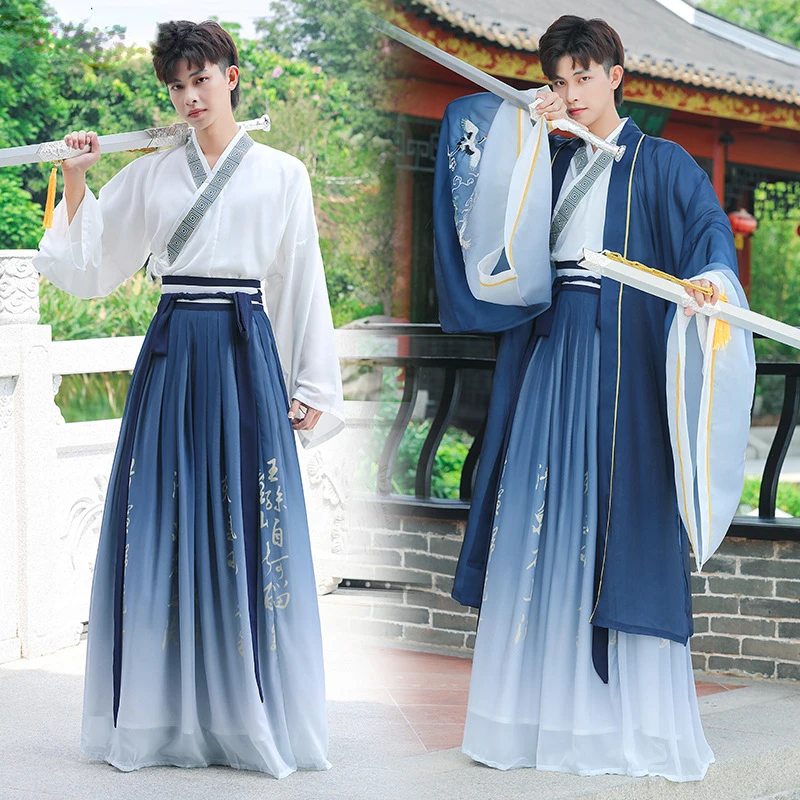 

Hanfu Man Chinese Couple Costume Vintage Tang Suit National Cosplay Traditional Hanfu Folk Dance Man Han Dynasty Kimono Stage