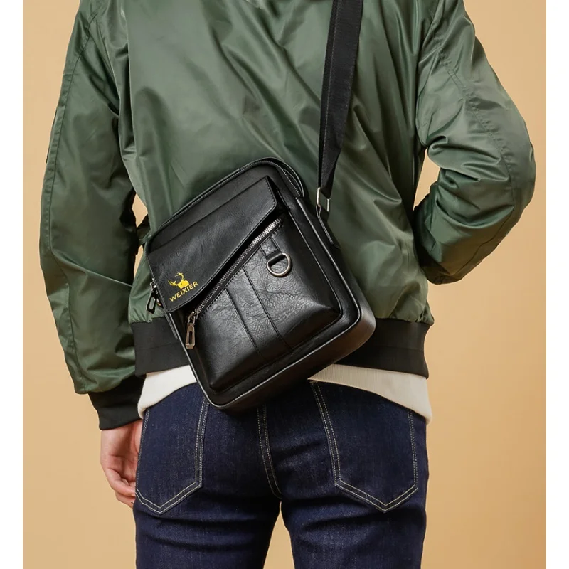 Vintage Leather Men's Crossbody Shoulder Bags Casual Man Travel Sling Messenger Bag Business Handbag  Male Tote Bag