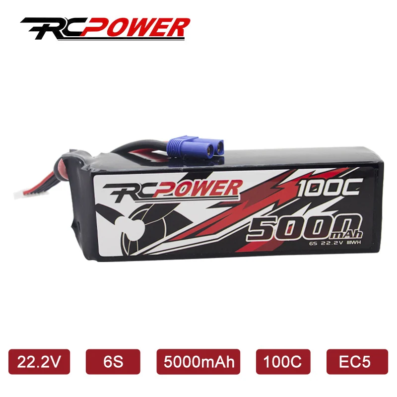 Литий-полимерный аккумулятор RCPOWER 5000 мАч 22 2 в 6S 100C с разъемом EC5 для