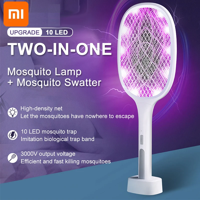 

Xiaomi 2022 2In1 Mosquito Killer Lamp 3000V Electric Bug Zapper USB Rechargeable Bug Zapper Mosquito Trap Fly Swatter Trap