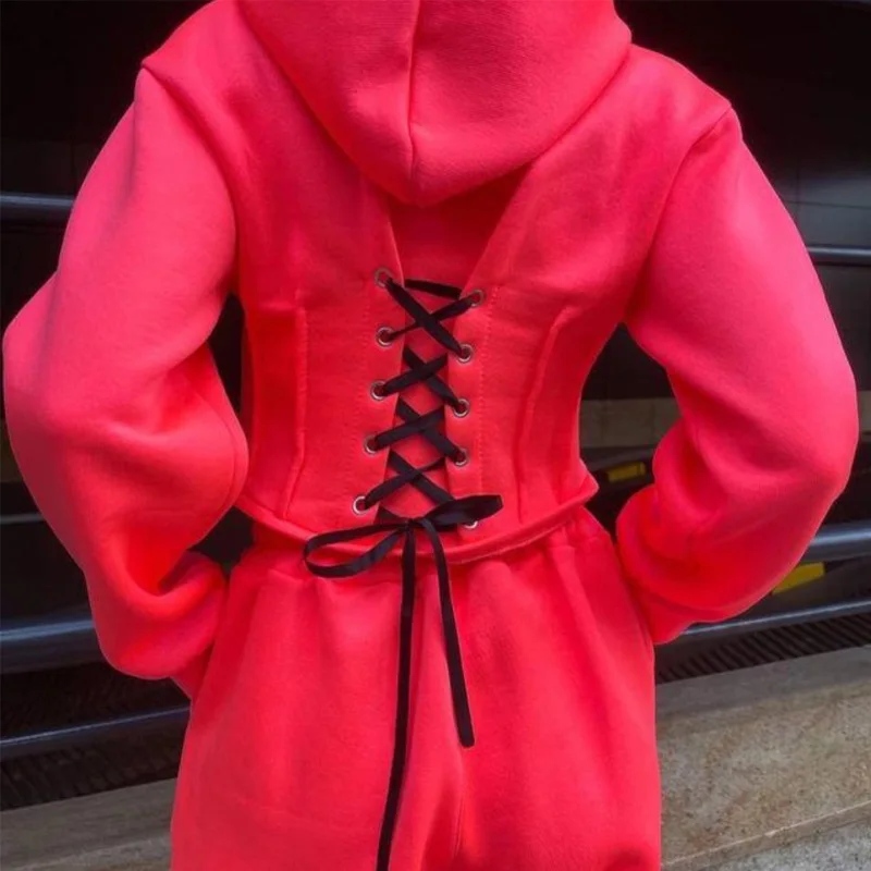 

Женский спортивный костюм с длинным рукавом, Повседневная Толстовка с капюшоном и брюки, комплект из двух предметов, 2022