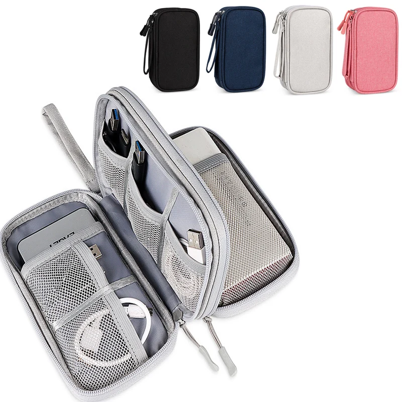 

Двухслойная сумка для внешнего аккумулятора, портативные сумки для хранения, органайзер для магнитных проводов, Дорожный Чехол для хранени...