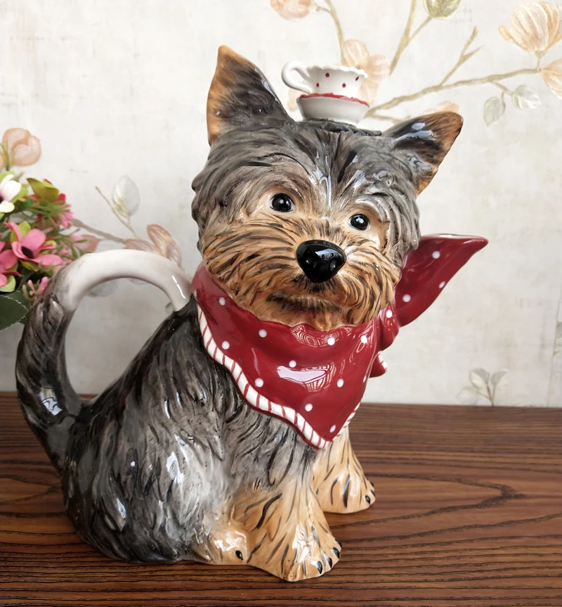 

Ceramic Sculpture Dog Teapot Coffee Pot Valentine's Day Present Crafts Room Decoration Living Room Porcelain Dog Figurine