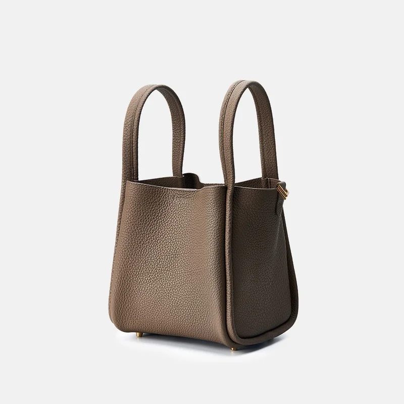 

Luxury Brand Design Vegetable Womens bag Basket Children's Bun Head Layer Cowhide Large Capacity Commuting Portable Water Bucket