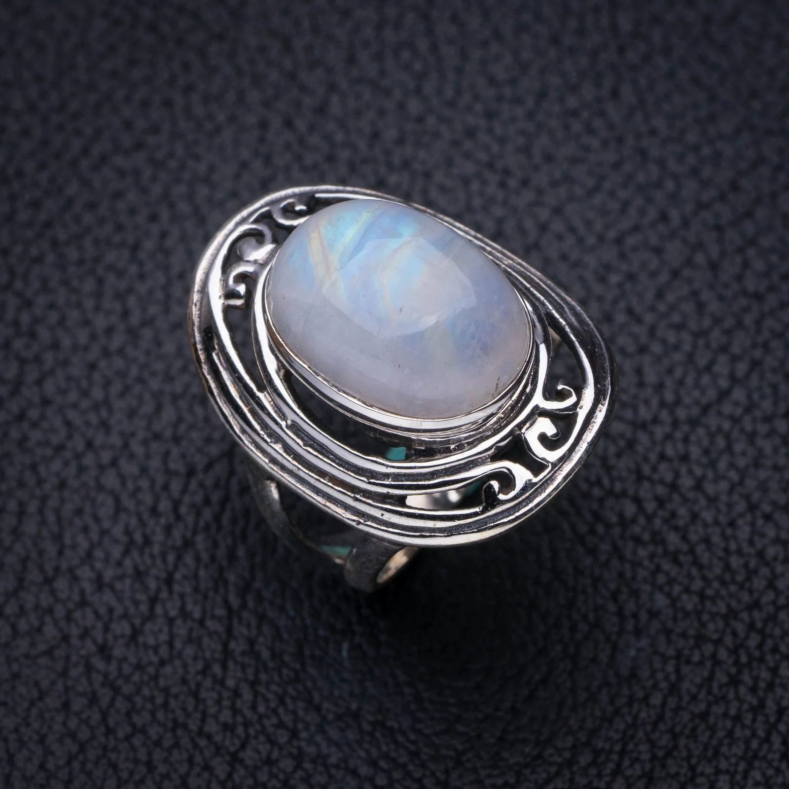 

StarGems натуральный лунный камень ручной работы 925 пробы Серебряное кольцо 6 E8927