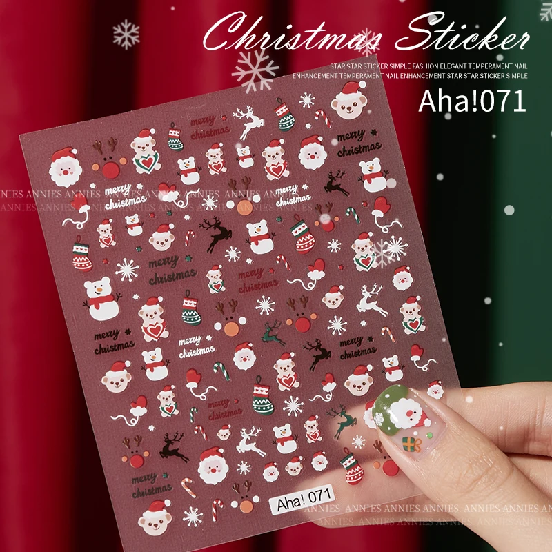 

Christmas Nail Stickers Snowman Snowflake Self-adhesive Relief Cute Winter Elk Penguin Nail Decal New Year Nail Design Sliders