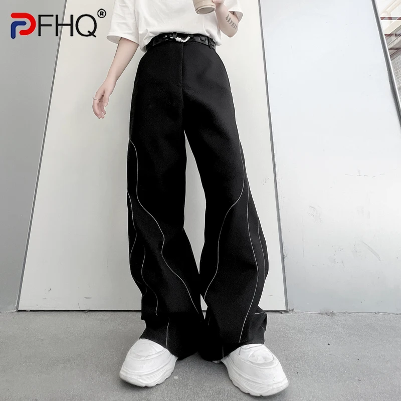 

Мужские однотонные повседневные брюки PFHQ 2023, свободные прямые брюки-трубы контрастных цветов, дизайнерские мужские брюки с широкими штанинами, оригинальные