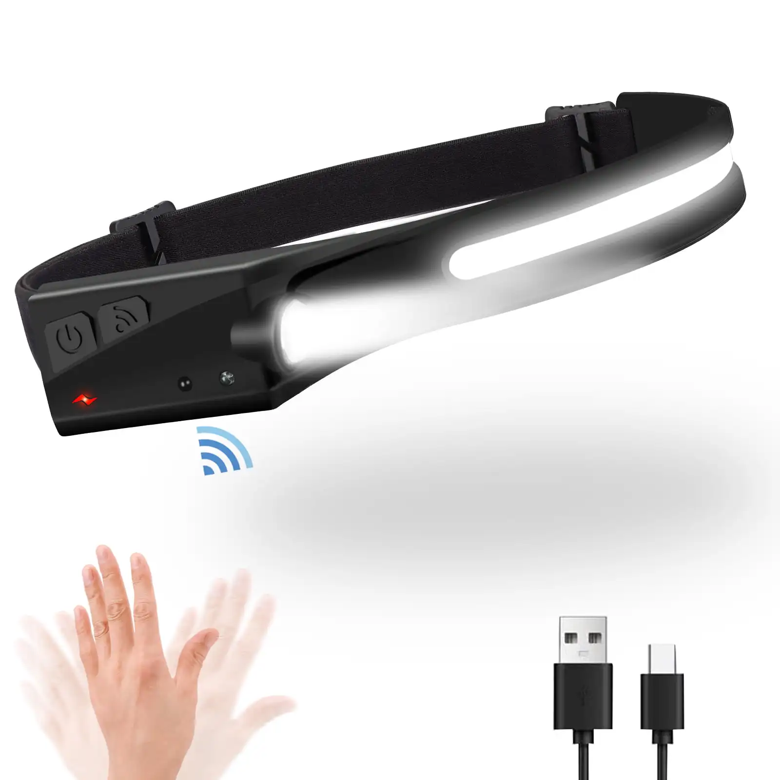 

Rechargeable Headlamp Flashlight, 230Wide Beam 1200LM Lightweight LED Headlamp