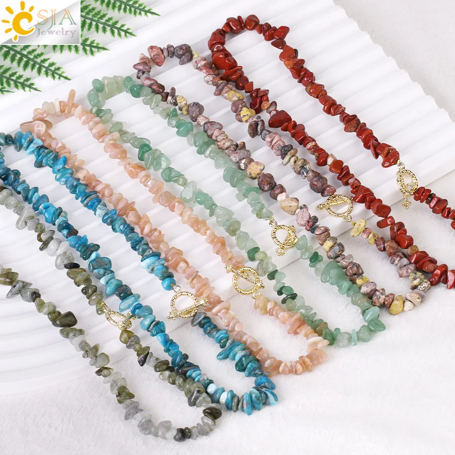 Bohemia Crystal Bead Choker Necklace for Women Healing Naural Chip Stone Sunstone Citrine Neck Necklaces  OT Buckle Chain  H153