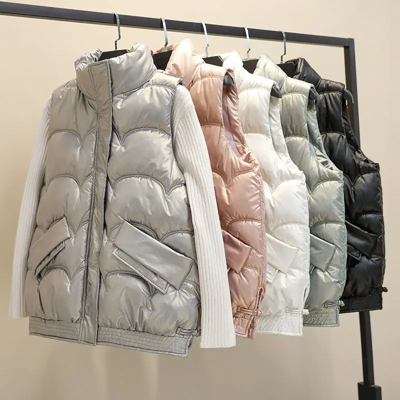 

Vest for Women Down Cotton Vest Women Autumn Winter Warm Waistcoats Ladies Oversize Sleeveless Jackets Female Zipper Coat V46
