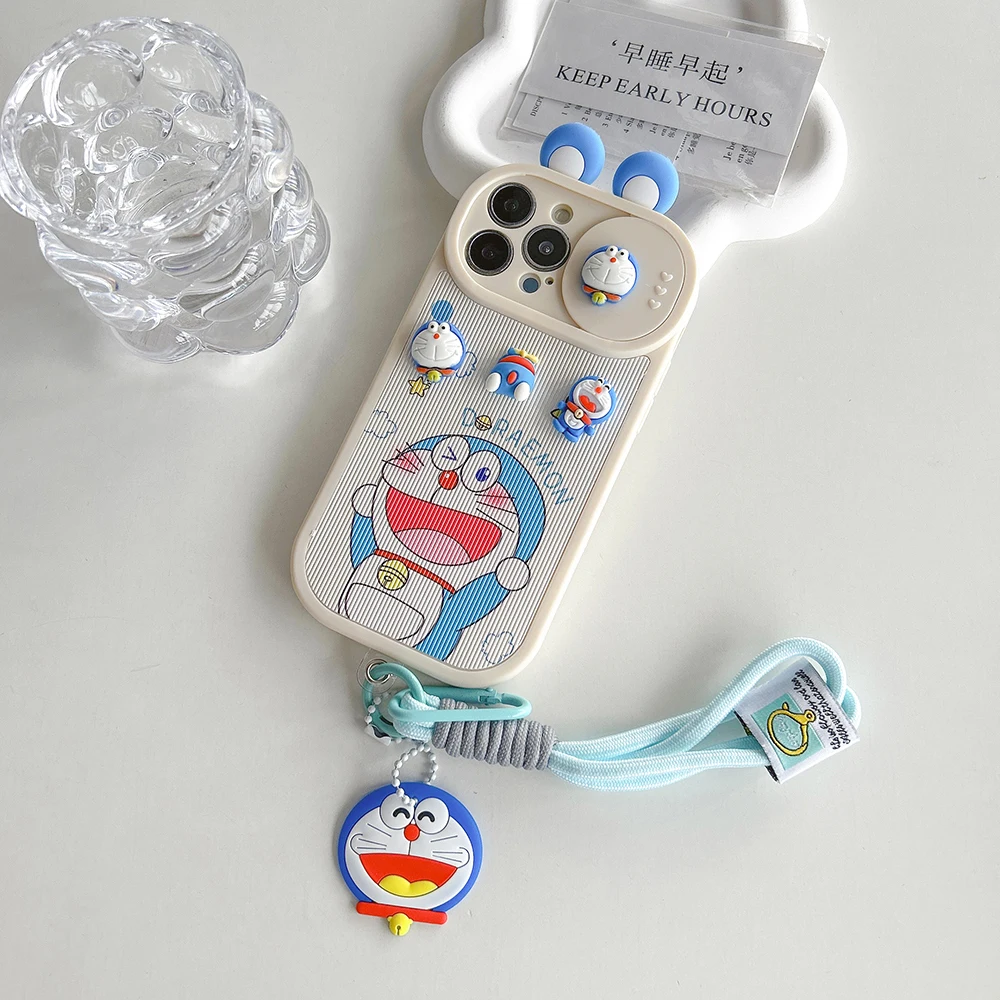 Чехол для телефона с раздвижным окном в стиле аниме 3D Ear D-Doraemons IPhone 16 15 14 13 12 11 Pro Max