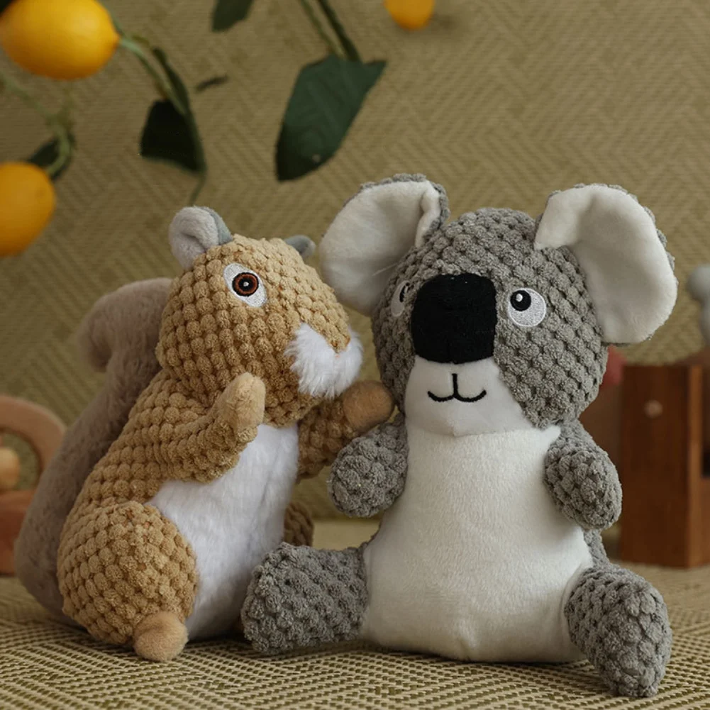 

Squeaky Dog Toys Squirrel Koala Plush Dog Chew Toys for Puppy Teething Training Entertaining Durable Interactive Pet Toy for Cat