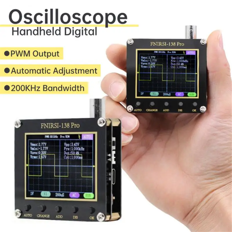 

138PRO Handheld Digital Oscilloscope 2.5MSa/s 200KHz Analog Bandwidth Support AUTO,80Khz PWM And Firmware Update