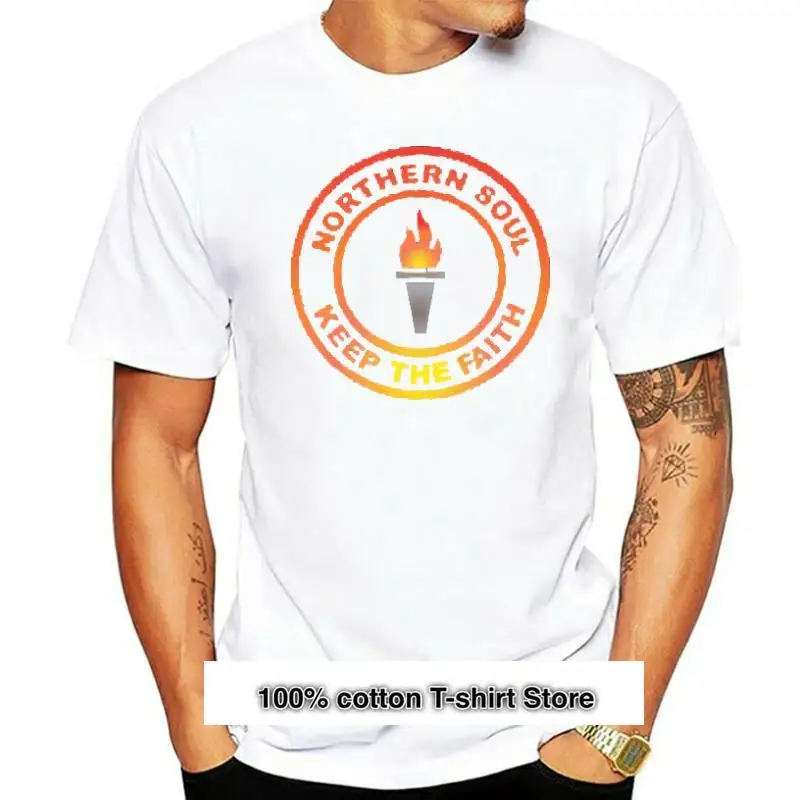 

Torch Northern Soul-Camiseta holgada de algodón para hombre, camisa con Logo de Keep The Faith, música