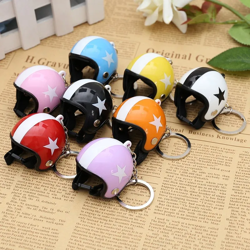

Keychain Car Motorcycle Creative Safety Helmet Car Auto Decoration Pendant Classic Key Ring Trim Jewelry wholesale Female Gift