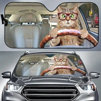 funny animal cat print fold up sunshade for windshields uv protect foldable windshield sun shades fashion sunshade