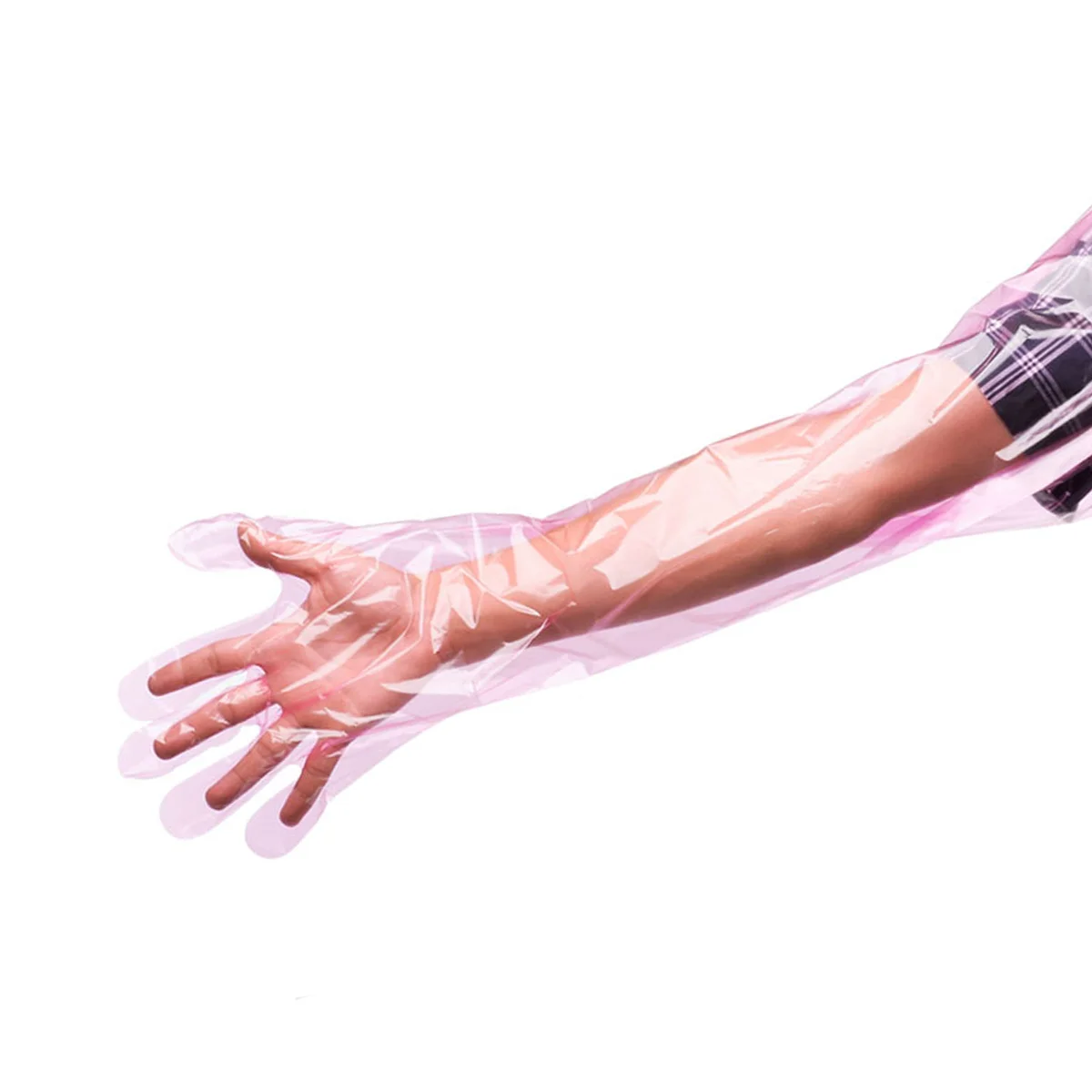 

50PCS Disposable Gloves Plastic Film Long Arm Glove Cattle Sheep Glove for Farm Animal (Red)