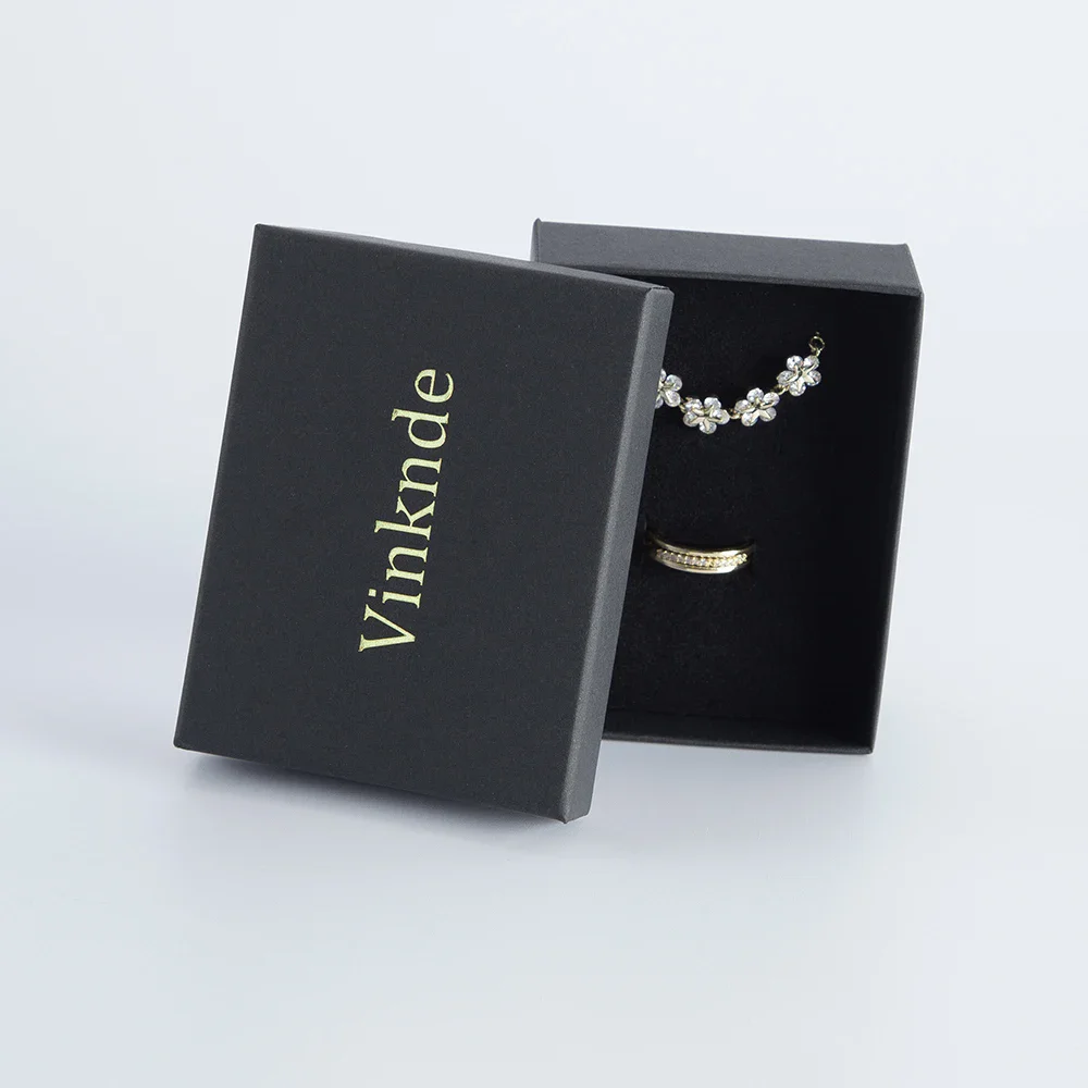 60 шт. черная шкатулка для драгоценностей из крафт-бумаги с логотипом подарочная