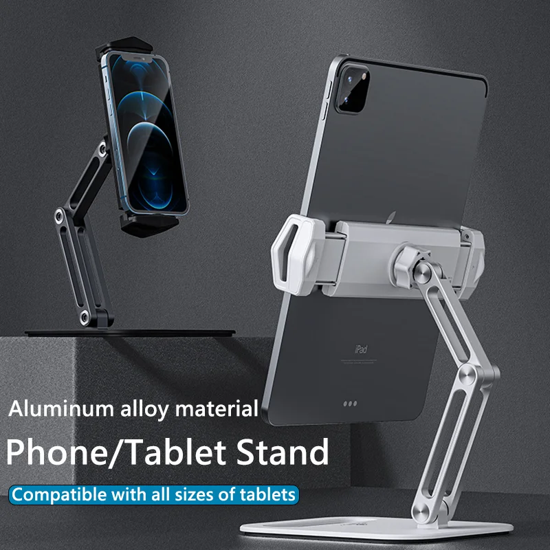 New Tablet Stand  Foldable Three Shaft Design Multi Angle Adjustable Tablet Support Desktop Aluminum Hands Free Cellphone Holder