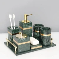 green marble bathroom aromatherapy bottle toothbrush holder liquid soap dispenser dish cups cotton swab tissue box tray gifts