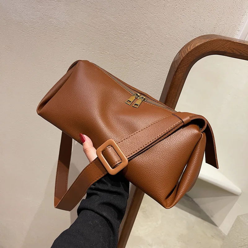

Fashion Lychee Pattern Ladies Pu Underarm Bag Winter Commuter Soft Leather Crossbody Bag Solid Zip Long Shoulder Bag