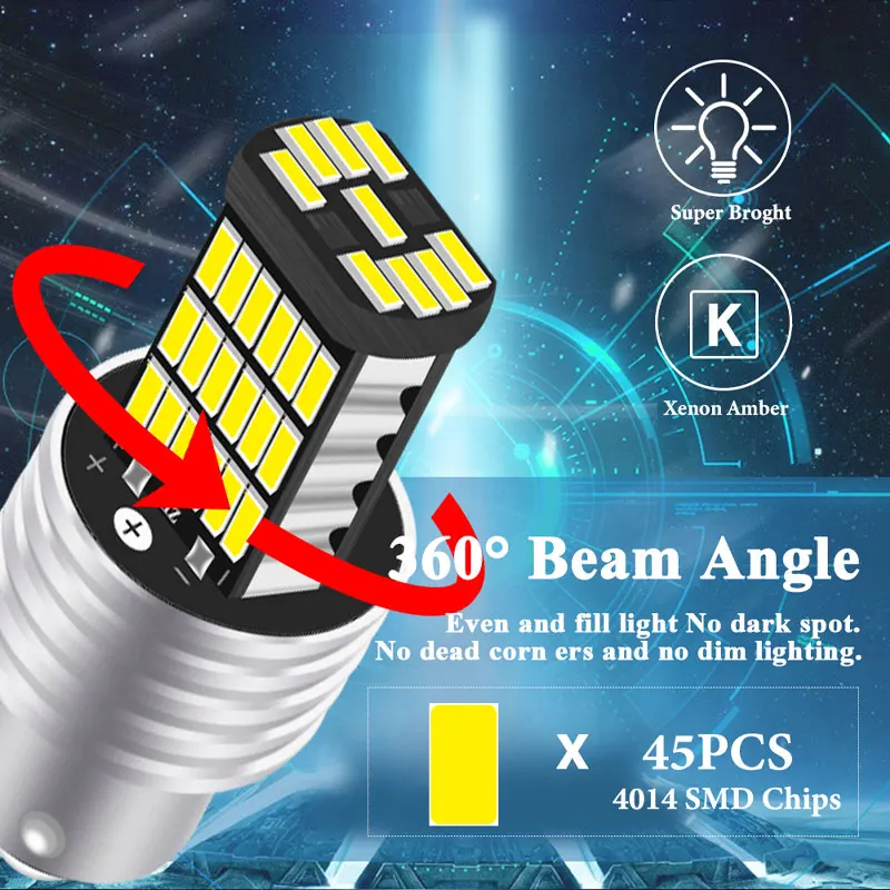 2 шт. P21W BA15S 1156 указатель поворота светильник PY21W BAY15D 1157 светодиодный фонарь 12V 7000K