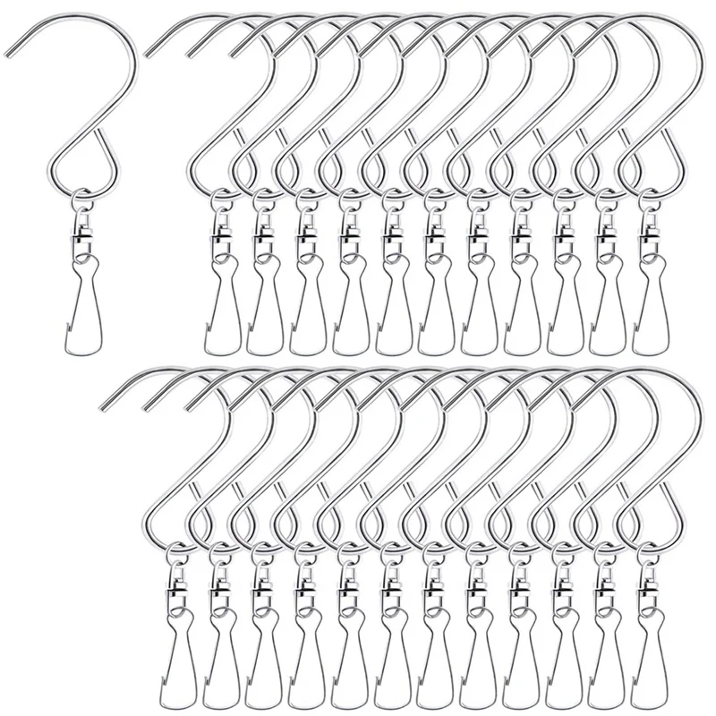 

24Piece Swivel Clip Hanging Hooks Stainless Steel 360 Degree Rotating Windsock Clips For Hanging Wind Chimes,Bird Feeder