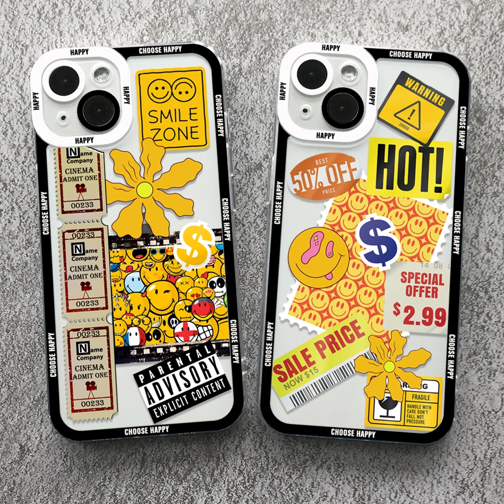 

Choose Happy Angel Eyes Phone Case For iPhone 14 13 12 11 Pro Max Mini XR XS X SE 7 8 Plus Transparent Soft Cover