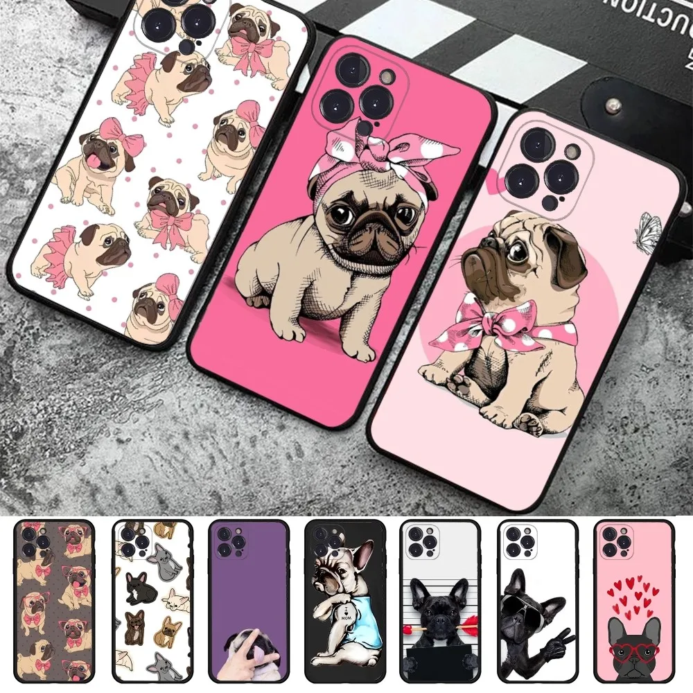 

French Bulldog Dog Pug Phone Case For iPhone 14 13 12 Mini 11 Pro XS Max X XR SE 6 7 8 Plus Soft Silicone Cover