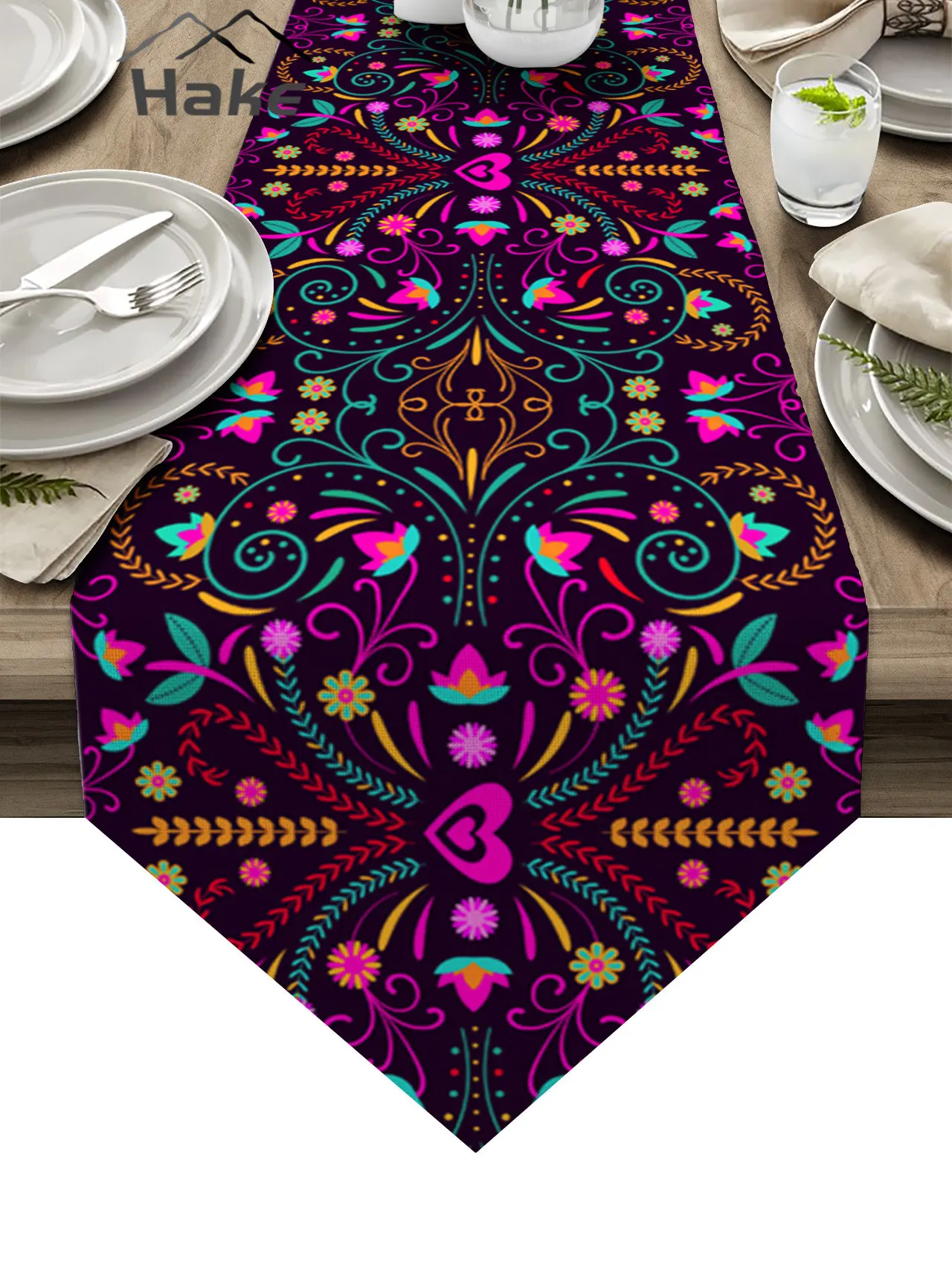 

Colorful Mexico Abstract Flower Modern Table Runner Cotton Linen Tablecloth Wedding Party Dinner Coffee Table Decor Cloth