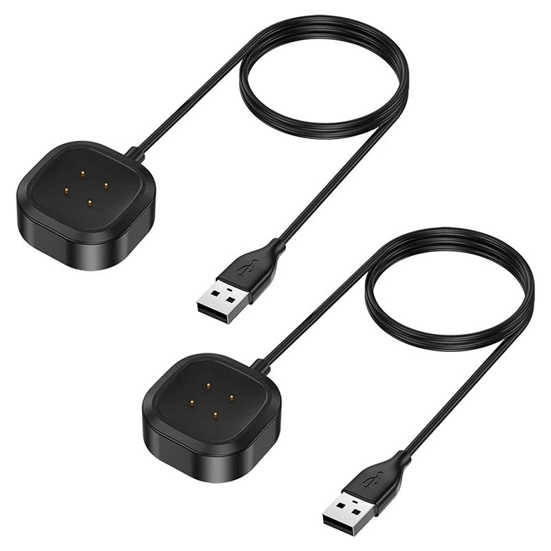 2-Pack Charger Dock 3.3FT USB Charging Cable Replacement Stand Base For Fitbit Sense/Versa 3 Smartwatch