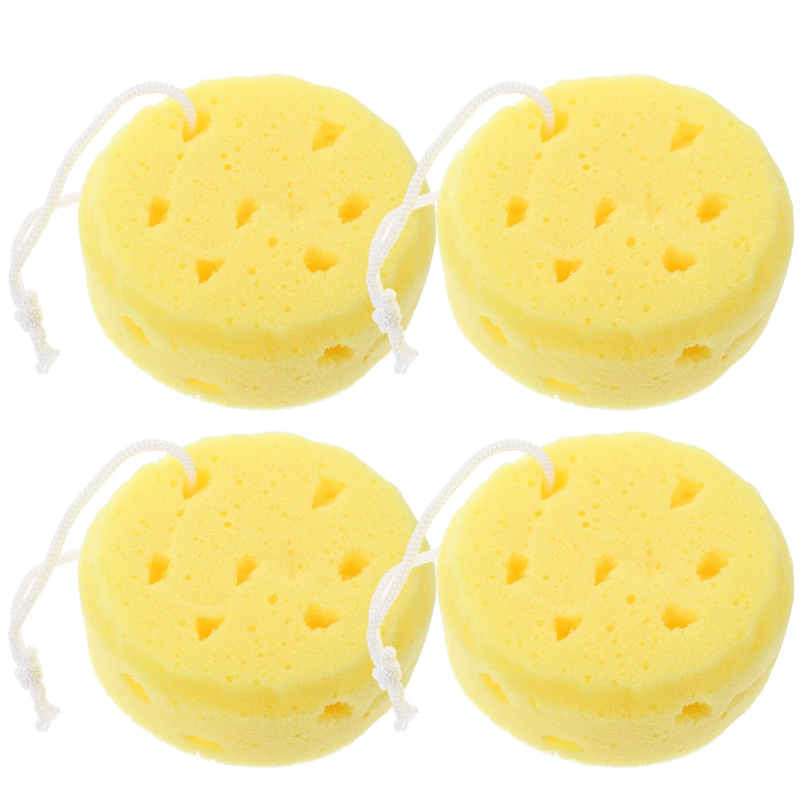 

4 Pcs Body Wash Natural Round Bath Sponge Exfoliating Sponges Shower Essentials Women Powder Puff Loufah Loofah Scrubber Miss