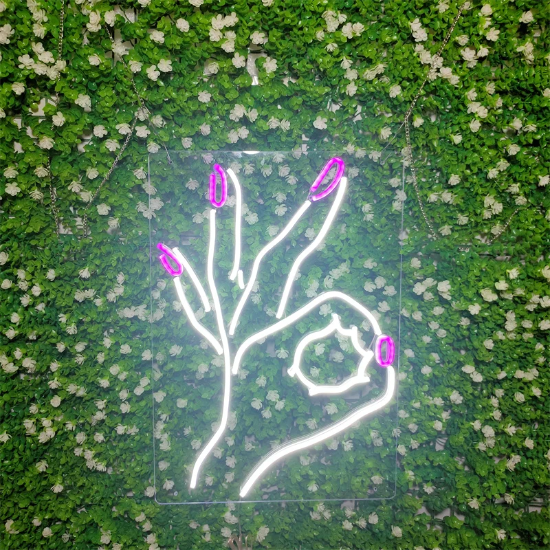 

Custom Led Neon Wall Sign Light Personalized Orchid Ok Gesture Business Store Sign Visual Art Bedroom Party Decor Shop Bar Sign