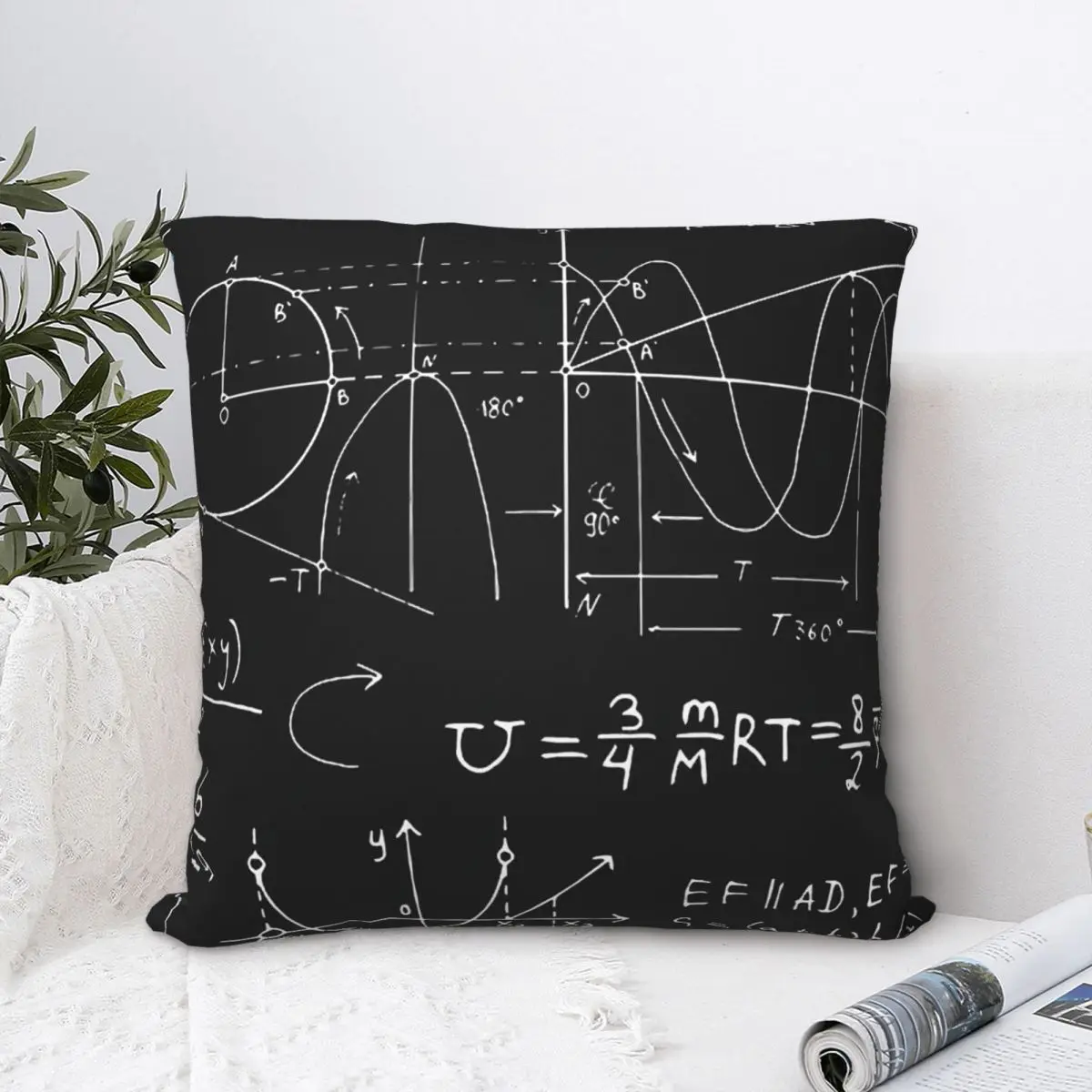 

Math Science Pattern Throw Pillow Case Geek Cushion Home Sofa Chair Print Decorative Hug Pillowcase