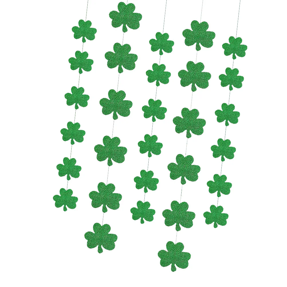 

Glitter Green Hanging Paper Banners Shamrock Decorationsparty Decoration