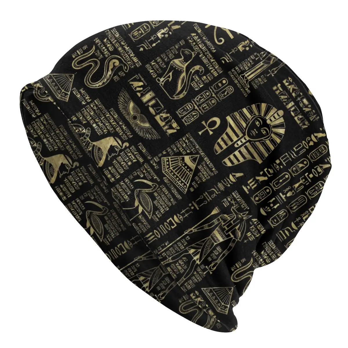 

Egyptian Hieroglyphs And Deities Skullies Beanies Caps Winter Warm Women Men Knit Hats Unisex Adult Ancient Egypt Bonnet Hats