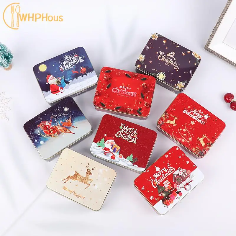 Empty Cookie Tin Candy Tin With Handle For Christmas Goodie Bag Party Treat Bag Christmas Gift Box