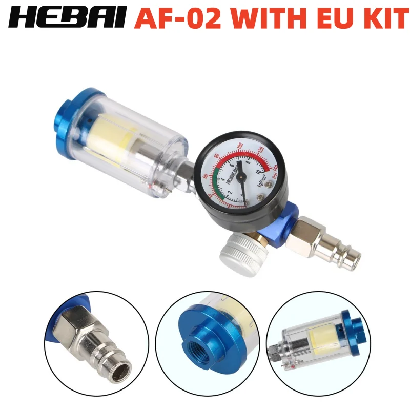 Фото HEBAI AF-02 KIT распылитель, регулятор воздуха, манометр, фильтр сепаратора масла и воды, резьба 1/4 дюйма, пневматические инструменты для адаптера аэрографа №3