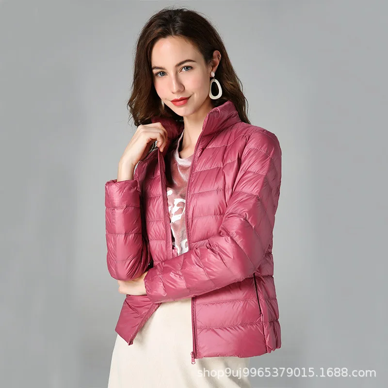 Women 90% White Duck Down Jackets Women's Ultra Light Thin Duck Down Coat Autumn Winter Warm Stand Collar Hiking Portable Hot
