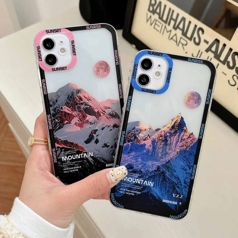 

Mountain Phone Case For iphone 11 Case iPhone 13 12 Pro Max 7 8 Plus 12 Mini XR X XS Max SE20 Back Clear Lens Protection Bumper