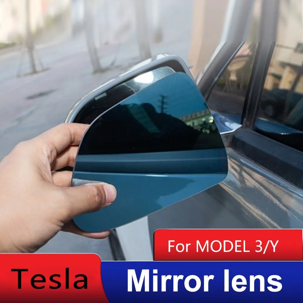Pegatina de cristal para espejo retrovisor de coche Tesla, calcomanías de cristal para espejo trasero Modelo 3 Y 2022, accesorios exteriores para coche, gran oferta