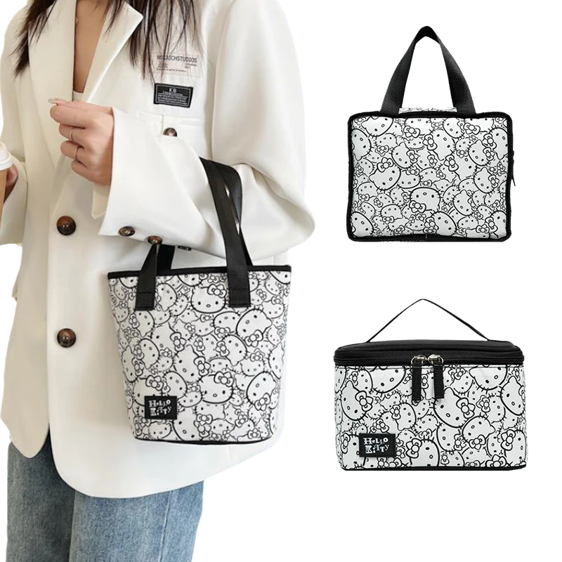 

Kawaii Sanrio Hello Kitty Cartoon Wash Cosmetic Bag Coin Purse Simple Portable Large Capacity Handbag Storage Bag Spot Wholesale