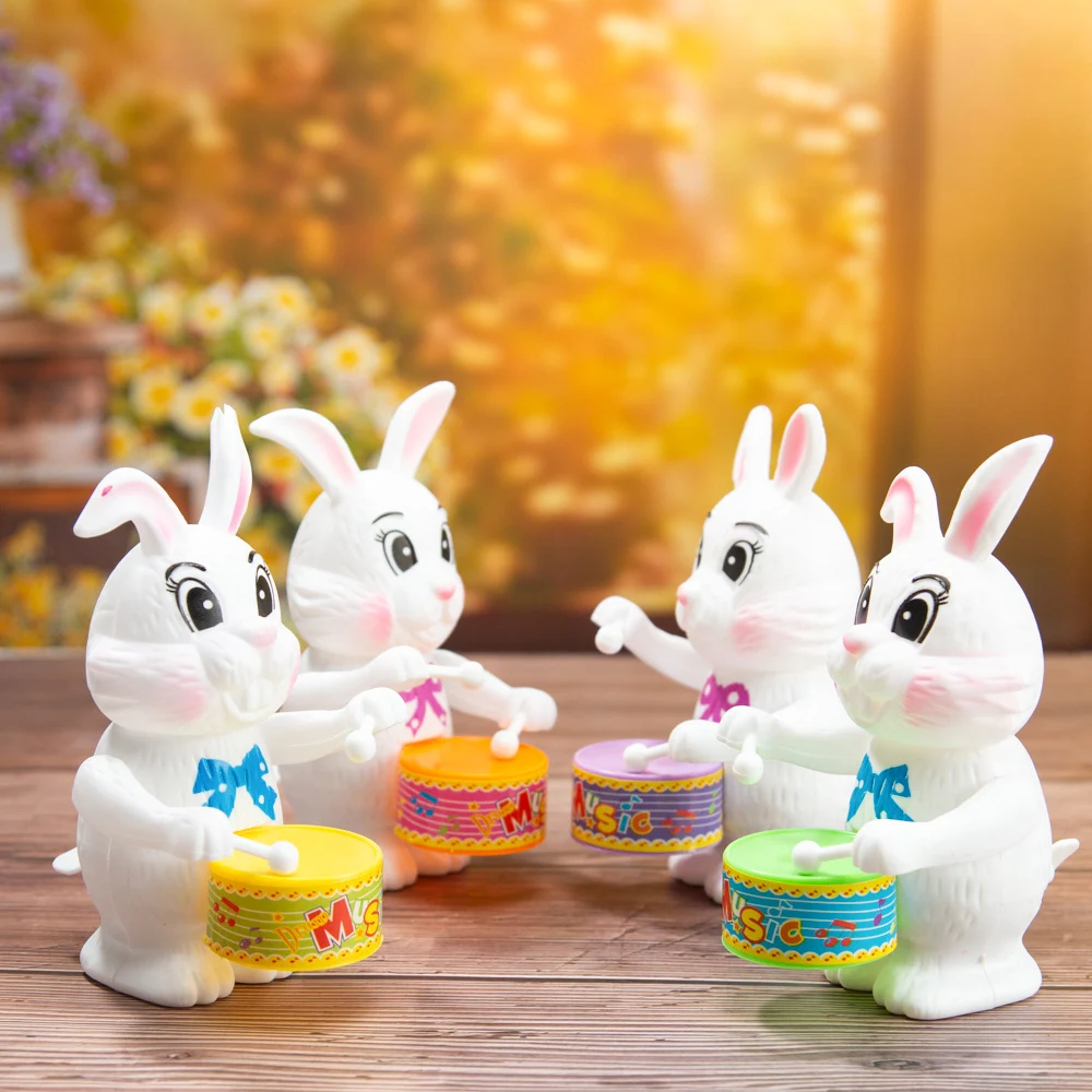 

Kids Rabbit Drumming Toy Cartoon Funny Wind Up Toy Clockwork Learning Educational Toys for Children Birthday Developmental Gift