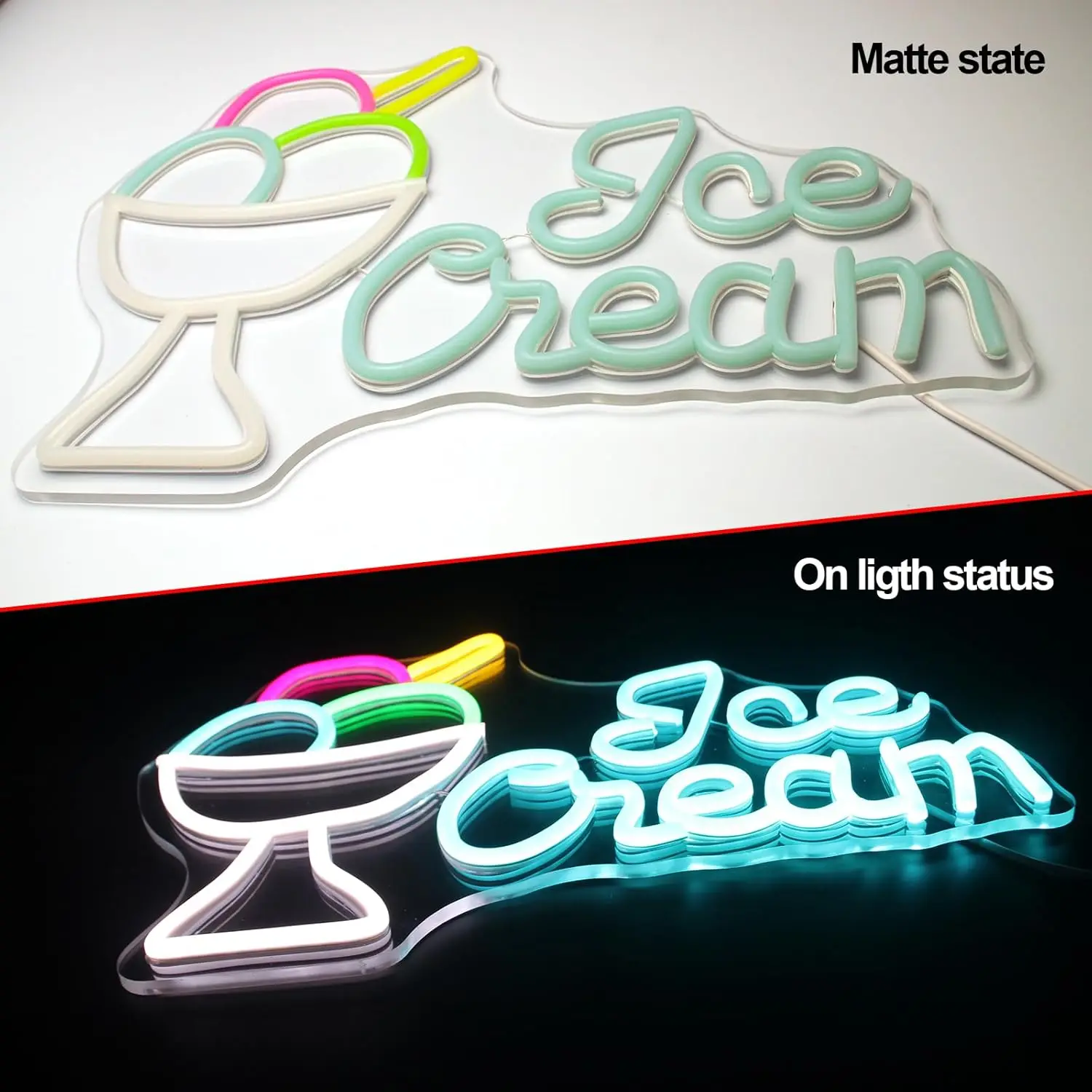 Неоновая Вывеска Для Декора Стен С Мороженым Красочная Фотография Вечеринка По