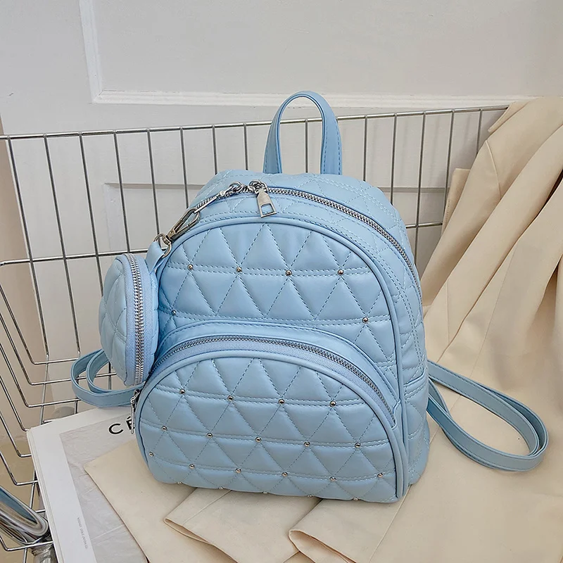 

Small rivet leather backpack women fashion shoulder bag ladies high capacity travel for teenage girls mochila feminina