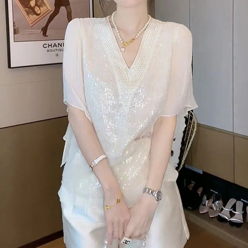 Новинка 2024 женский летний белый топ блузки для женщин женская блузка