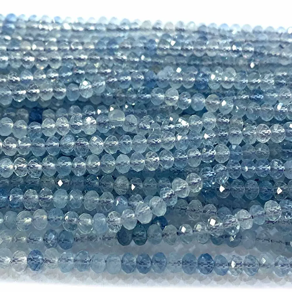 Veemake כחול תרשיש טבעי שרשרת צמידי עגילי טבעת פיאות קטן Rondelle נשים של חרוזים עבור תכשיטי ביצוע 07576
