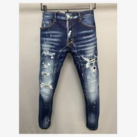 2022 dsquared2 men hole jeans pencil pants motorcycle party casual trousers street denim clothing a512