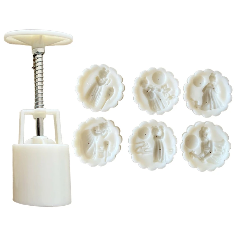 

50g Cute Fairy Shape Pastry Moulds Mooncake Molds Mooncake Mould Hand Pressure Tools Plastic Material Baking Accessories